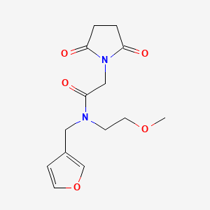 molecular formula C14H18N2O5 B3010424 2-(2,5-二氧代吡咯烷-1-基)-N-(呋喃-3-基甲基)-N-(2-甲氧基乙基)乙酰胺 CAS No. 1421529-62-5