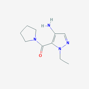 molecular formula C10H16N4O B3010425 1-Ethyl-5-(pyrrolidin-1-ylcarbonyl)-1H-pyrazol-4-amine CAS No. 1465520-05-1