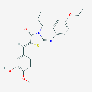 molecular formula C22H24N2O4S B301043 2-[(4-Ethoxyphenyl)imino]-5-(3-hydroxy-4-methoxybenzylidene)-3-propyl-1,3-thiazolidin-4-one 