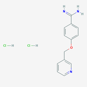 molecular formula C13H15Cl2N3O B3010430 4-(Pyridin-3-ylmethoxy)benzene-1-carboximidamide dihydrochloride CAS No. 1235440-47-7
