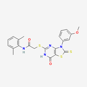 molecular formula C22H20N4O3S3 B3010432 N-(2,6-二甲基苯基)-2-((3-(3-甲氧基苯基)-7-氧代-2-硫代-2,3,6,7-四氢噻唑并[4,5-d]嘧啶-5-基)硫代)乙酰胺 CAS No. 1040651-95-3