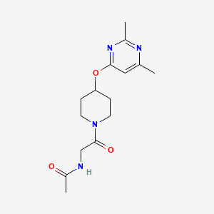 molecular formula C15H22N4O3 B3010434 N-(2-(4-((2,6-二甲基嘧啶-4-基)氧基)哌啶-1-基)-2-氧代乙基)乙酰胺 CAS No. 2034579-89-8