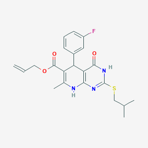 molecular formula C22H24FN3O3S B3010438 烯丙基5-(3-氟苯基)-2-(异丁基硫基)-7-甲基-4-氧代-3,4,5,8-四氢吡啶并[2,3-d]嘧啶-6-甲酸酯 CAS No. 924111-38-6