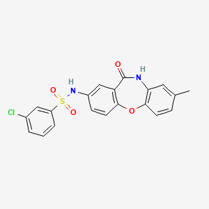 molecular formula C20H15ClN2O4S B3010442 3-chloro-N-(8-methyl-11-oxo-10,11-dihydrodibenzo[b,f][1,4]oxazepin-2-yl)benzenesulfonamide CAS No. 922063-42-1