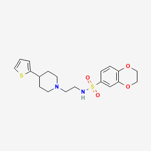 molecular formula C19H24N2O4S2 B3010444 N-(2-(4-(噻吩-2-基)哌啶-1-基)乙基)-2,3-二氢苯并[b][1,4]二氧杂环-6-磺酰胺 CAS No. 1428365-22-3