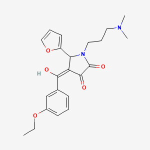 molecular formula C22H26N2O5 B3010449 (4E)-1-[3-(dimethylamino)propyl]-4-[(3-ethoxyphenyl)-hydroxymethylidene]-5-(furan-2-yl)pyrrolidine-2,3-dione CAS No. 608498-57-3