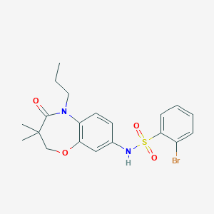 molecular formula C20H23BrN2O4S B3010460 2-bromo-N-(3,3-dimethyl-4-oxo-5-propyl-2,3,4,5-tetrahydrobenzo[b][1,4]oxazepin-8-yl)benzenesulfonamide CAS No. 922124-17-2