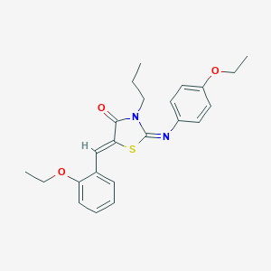 molecular formula C23H26N2O3S B301047 5-(2-Ethoxybenzylidene)-2-[(4-ethoxyphenyl)imino]-3-propyl-1,3-thiazolidin-4-one 