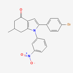 molecular formula C21H17BrN2O3 B3010478 2-(4-溴苯基)-6-甲基-1-(3-硝基苯基)-5,6,7-三氢吲哚-4-酮 CAS No. 1023496-59-4