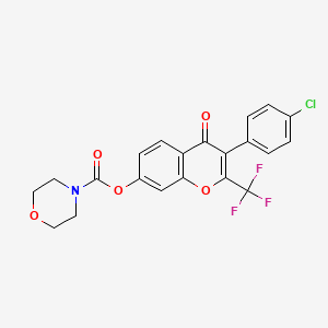 molecular formula C21H15ClF3NO5 B3010480 3-(4-chlorophenyl)-4-oxo-2-(trifluoromethyl)-4H-chromen-7-yl morpholine-4-carboxylate CAS No. 637748-17-5