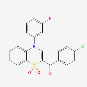 molecular formula C21H13ClFNO3S B3010487 (4-chlorophenyl)[4-(3-fluorophenyl)-1,1-dioxido-4H-1,4-benzothiazin-2-yl]methanone CAS No. 1114660-27-3