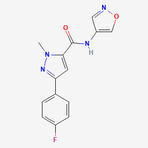 molecular formula C14H11FN4O2 B3010488 3-(4-fluorophenyl)-N-(isoxazol-4-yl)-1-methyl-1H-pyrazole-5-carboxamide CAS No. 1396678-72-0