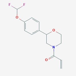 molecular formula C14H15F2NO3 B3010496 1-[2-[4-(Difluoromethoxy)phenyl]morpholin-4-yl]prop-2-en-1-one CAS No. 2189499-01-0
