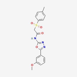 molecular formula C18H17N3O5S B3010500 N-(5-(3-methoxyphenyl)-1,3,4-oxadiazol-2-yl)-2-tosylacetamide CAS No. 895453-63-1