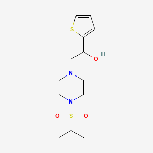 molecular formula C13H22N2O3S2 B3010505 2-(4-(Isopropylsulfonyl)piperazin-1-yl)-1-(thiophen-2-yl)ethanol CAS No. 1396851-03-8