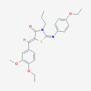 molecular formula C24H28N2O4S B301051 5-(4-Ethoxy-3-methoxybenzylidene)-2-[(4-ethoxyphenyl)imino]-3-propyl-1,3-thiazolidin-4-one 