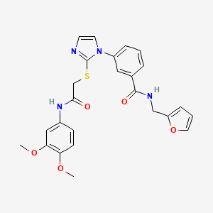 molecular formula C25H24N4O5S B3010515 3-(2-((2-((3,4-dimethoxyphenyl)amino)-2-oxoethyl)thio)-1H-imidazol-1-yl)-N-(furan-2-ylmethyl)benzamide CAS No. 1115371-56-6