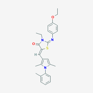 molecular formula C27H29N3O2S B301052 5-{[2,5-dimethyl-1-(2-methylphenyl)-1H-pyrrol-3-yl]methylene}-2-[(4-ethoxyphenyl)imino]-3-ethyl-1,3-thiazolidin-4-one 