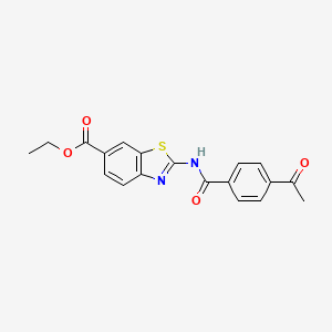 molecular formula C19H16N2O4S B3010520 Ethyl 2-(4-acetylbenzamido)benzo[d]thiazole-6-carboxylate CAS No. 888409-33-4