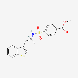 molecular formula C19H19NO4S2 B3010527 methyl 4-(N-(1-(benzo[b]thiophen-3-yl)propan-2-yl)sulfamoyl)benzoate CAS No. 2034298-63-8