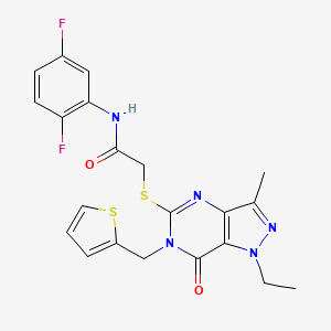 N-(2,5-difluorophenyl)-2-({1-ethyl-3-methyl-7-oxo-6-[(thiophen-2-yl)methyl]-1H,6H,7H-pyrazolo[4,3-d]pyrimidin-5-yl}sulfanyl)acetamide