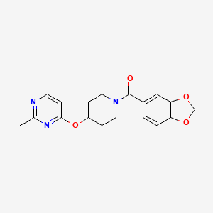 molecular formula C18H19N3O4 B3010539 Benzo[d][1,3]dioxol-5-yl(4-((2-methylpyrimidin-4-yl)oxy)piperidin-1-yl)methanone CAS No. 2097887-90-4