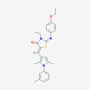 molecular formula C27H29N3O2S B301054 5-{[2,5-dimethyl-1-(3-methylphenyl)-1H-pyrrol-3-yl]methylene}-2-[(4-ethoxyphenyl)imino]-3-ethyl-1,3-thiazolidin-4-one 