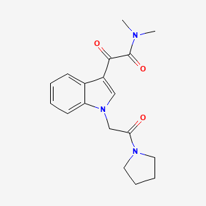 molecular formula C18H21N3O3 B3010547 N,N-二甲基-2-氧代-2-[1-(2-氧代-2-吡咯烷-1-基乙基)吲哚-3-基]乙酰胺 CAS No. 872848-77-6