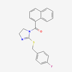 molecular formula C21H17FN2OS B3010548 [2-[(4-氟苯基)甲硫基]-4,5-二氢咪唑-1-基]-萘-1-基甲酮 CAS No. 919709-50-5