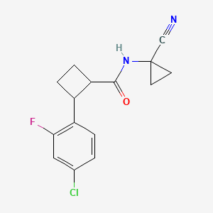 molecular formula C15H14ClFN2O B3010551 2-(4-Chloro-2-fluorophenyl)-N-(1-cyanocyclopropyl)cyclobutane-1-carboxamide CAS No. 2418717-63-0