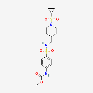 molecular formula C17H25N3O6S2 B3010560 甲基（4-（N-（（1-（环丙基磺酰基）哌啶-4-基）甲基）磺酰氨基）苯基）氨基甲酸酯 CAS No. 1797966-42-7