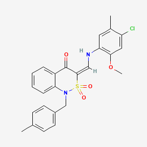 molecular formula C25H23ClN2O4S B3010563 (E)-3-(((4-chloro-2-methoxy-5-methylphenyl)amino)methylene)-1-(4-methylbenzyl)-1H-benzo[c][1,2]thiazin-4(3H)-one 2,2-dioxide CAS No. 893312-28-2