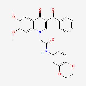 2-(3-benzoyl-6,7-dimethoxy-4-oxoquinolin-1-yl)-N-(2,3-dihydro-1,4-benzodioxin-6-yl)acetamide