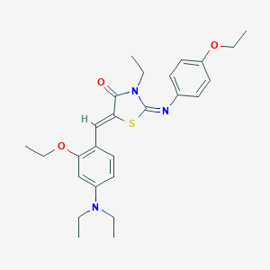 molecular formula C26H33N3O3S B301057 5-[4-(Diethylamino)-2-ethoxybenzylidene]-2-[(4-ethoxyphenyl)imino]-3-ethyl-1,3-thiazolidin-4-one 