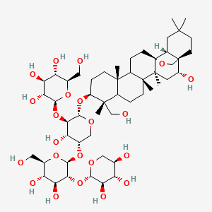 (2S,3R,4S,5S,6R)-2-[(2S,3R,4S,5S)-5-[(2S,3R,4S,5S,6R)-4,5-dihydroxy-6-(hydroxymethyl)-3-[(2S,3R,4S,5R)-3,4,5-trihydroxyoxan-2-yl]oxyoxan-2-yl]oxy-4-hydroxy-2-[[(1S,2R,4S,5R,9R,10S,13R,17S,18R)-2-hydroxy-9-(hydroxymethyl)-4,5,9,13,20,20-hexamethyl-24-oxahexacyclo[15.5.2.01,18.04,17.05,14.08,13]tetracosan-10-yl]oxy]oxan-3-yl]oxy-6-(hydroxymethyl)oxane-3,4,5-triol