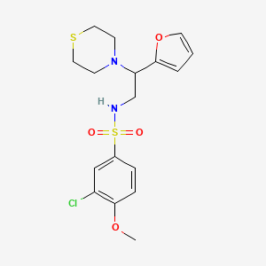 molecular formula C17H21ClN2O4S2 B3010579 3-chloro-N-(2-(furan-2-yl)-2-thiomorpholinoethyl)-4-methoxybenzenesulfonamide CAS No. 2034566-98-6