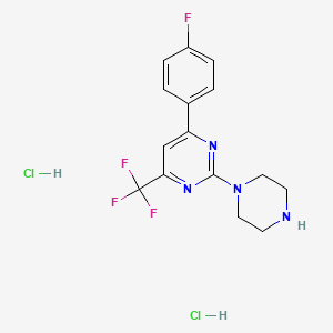 molecular formula C15H16Cl2F4N4 B3010583 4-(4-氟苯基)-2-哌嗪-1-基-6-(三氟甲基)嘧啶二盐酸盐 CAS No. 1431964-24-7