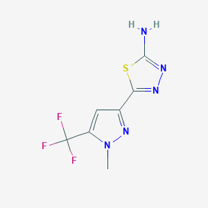 molecular formula C7H6F3N5S B3010585 5-[1-Methyl-5-(trifluoromethyl)pyrazol-3-yl]-1,3,4-thiadiazol-2-amine CAS No. 1946812-29-8