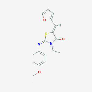 molecular formula C18H18N2O3S B301060 (2E,5Z)-2-[(4-ethoxyphenyl)imino]-3-ethyl-5-(furan-2-ylmethylidene)-1,3-thiazolidin-4-one 