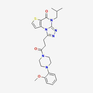 molecular formula C25H30N6O3S B3010607 4-异丁基-1-(3-(4-(2-甲氧苯基)哌嗪-1-基)-3-氧代丙基)噻吩并[2,3-e][1,2,4]三唑并[4,3-a]嘧啶-5(4H)-酮 CAS No. 1185051-75-5