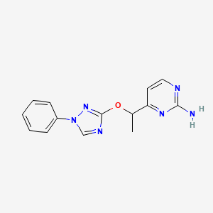 molecular formula C14H14N6O B3010609 4-{1-[(1-phenyl-1H-1,2,4-triazol-3-yl)oxy]ethyl}-2-pyrimidinamine CAS No. 320416-48-6