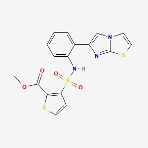 molecular formula C17H13N3O4S3 B3010612 methyl 3-(N-(2-(imidazo[2,1-b]thiazol-6-yl)phenyl)sulfamoyl)thiophene-2-carboxylate CAS No. 1795443-80-9