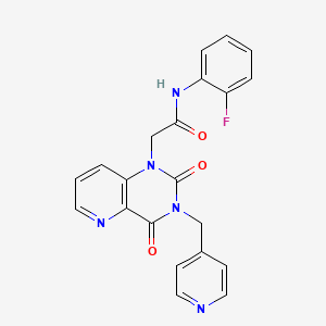 molecular formula C21H16FN5O3 B3010613 2-(2,4-dioxo-3-(pyridin-4-ylmethyl)-3,4-dihydropyrido[3,2-d]pyrimidin-1(2H)-yl)-N-(2-fluorophenyl)acetamide CAS No. 941990-35-8