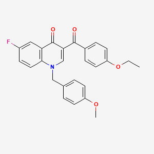 molecular formula C26H22FNO4 B3010617 3-(4-Ethoxybenzoyl)-6-fluoro-1-[(4-methoxyphenyl)methyl]quinolin-4-one CAS No. 866339-77-7