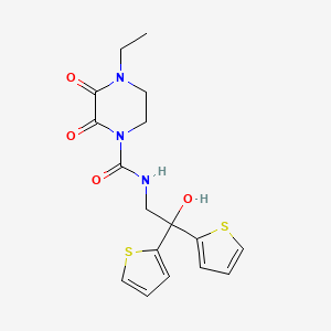 molecular formula C17H19N3O4S2 B3010618 4-ethyl-N-[2-hydroxy-2,2-bis(thiophen-2-yl)ethyl]-2,3-dioxopiperazine-1-carboxamide CAS No. 2097924-48-4