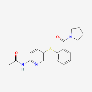 molecular formula C18H19N3O2S B3010619 N-(5-{[2-(1-pyrrolidinylcarbonyl)phenyl]sulfanyl}-2-pyridinyl)acetamide CAS No. 343373-18-2