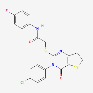 2-((3-(4-chlorophenyl)-4-oxo-3,4,6,7-tetrahydrothieno[3,2-d]pyrimidin-2-yl)thio)-N-(4-fluorophenyl)acetamide