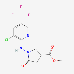 molecular formula C12H11ClF3N3O3 B3010629 1-((3-氯-5-(三氟甲基)-2-吡啶基)氨基)-5-氧代-3-吡咯烷甲酸甲酯 CAS No. 339106-08-0