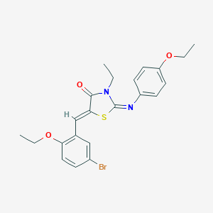 molecular formula C22H23BrN2O3S B301063 5-(5-Bromo-2-ethoxybenzylidene)-2-[(4-ethoxyphenyl)imino]-3-ethyl-1,3-thiazolidin-4-one 