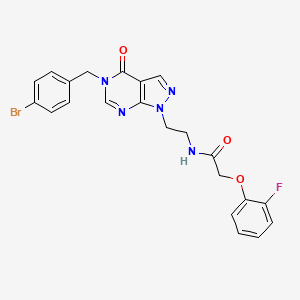 molecular formula C22H19BrFN5O3 B3010648 N-(2-(5-(4-bromobenzyl)-4-oxo-4,5-dihydro-1H-pyrazolo[3,4-d]pyrimidin-1-yl)ethyl)-2-(2-fluorophenoxy)acetamide CAS No. 922008-09-1